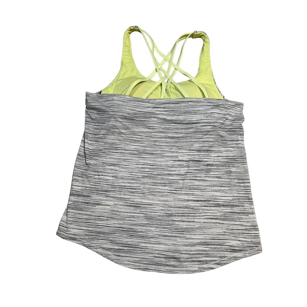 Lululemon Slay The Studio 2-In-1‎ Tank Women's Size 4 Gray Lime Green Strappy